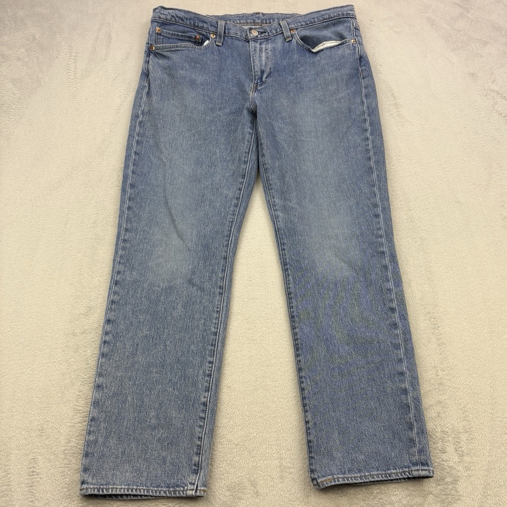 Levis Jeans Mens 36x30 Blue Denim 514 Premium Regular Straight Leg Stretch Faded